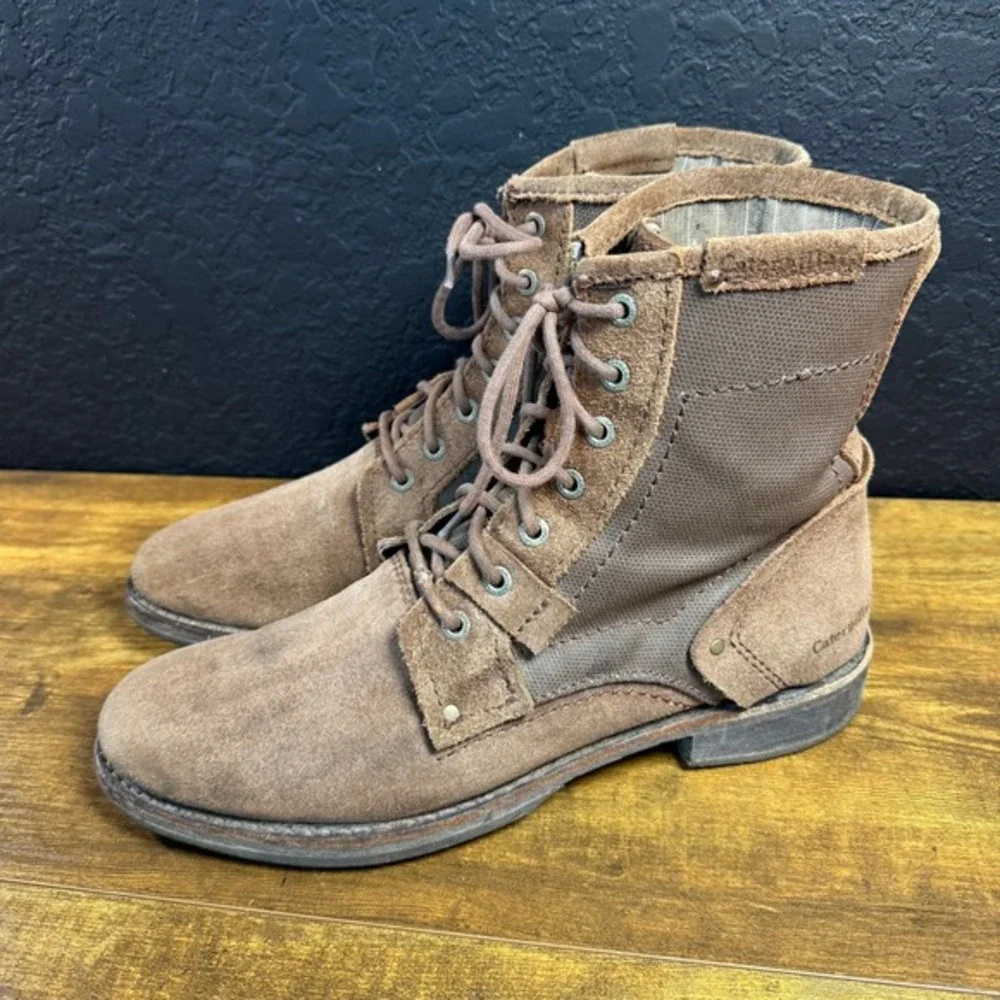 Caterpillar P717741 Brown Suede Canvas Combat Work Boots‎ Mens 11